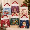 Picture of Personalized Christmas Reticule Bag, Custom Name Kids Holiday Gift Bag, Cute Animal Christmas Treat Bag, Christmas Eve Candy Bag for Kids
