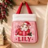 Picture of Personalized Christmas Cat Reticule, Custom Name Christmas Gift Bag, Cute Kitty Candy Bag, Kids Holiday Treat Bag, Xmas Tree Decoration
