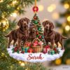 Picture of Personalized Chocolate Lab Christmas Ornament, Custom Name Labrador Retriever Ornament, Dog Lover Gift, Dog Mom Gift, 2D Flat Keepsake
