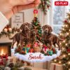 Picture of Personalized Chocolate Lab Christmas Ornament, Custom Name Labrador Retriever Ornament, Dog Lover Gift, Dog Mom Gift, 2D Flat Keepsake