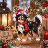 Picture of Personalized Bernese Mountain Dog Christmas Ornament, Custom Dog Name Ornament, 2D Flat Pet Xmas Decor, Dog Lover Gift, Pet Xmas Keepsake