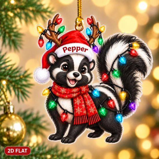 Picture of Personalized Skunk Christmas Ornament, Custom Name Skunk Ornament, 2D Flat Woodland Animal Gift, Skunk Lover Christmas Holiday Keepsake 2026