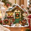 Picture of Personalized Christmas Cottage Ornament, Custom Name House Ornament, New Home Gift, Cozy Holiday Keepsake, 2D Flat Christmas Holiday Decor