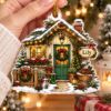 Picture of Personalized Christmas Cottage Ornament, Custom Name House Ornament, New Home Gift, Cozy Holiday Keepsake, 2D Flat Christmas Holiday Decor