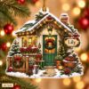 Picture of Personalized Christmas Cottage Ornament, Custom Name House Ornament, New Home Gift, Cozy Holiday Keepsake, 2D Flat Christmas Holiday Decor