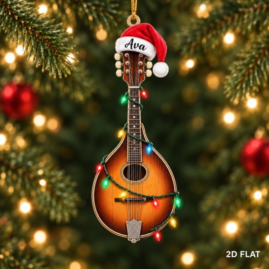 Picture of Personalized Mandolin Christmas Ornament, Custom Name Musician Ornament, 2D Flat Music Gift, Mandolin Player Christmas Holiday Keepsake 2026