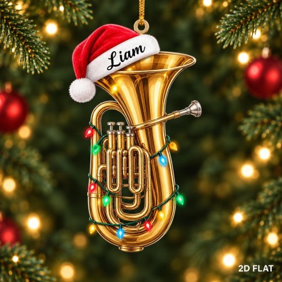 Picture of Personalized Euphonium Christmas Ornament, Custom Name Baritone Horn Ornament, Euphonium Player Gift, Musician Holiday 2D Flat Keepsake 2026
