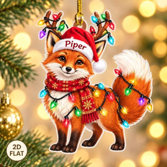 Picture of Personalized Fox Christmas Ornament, Custom Name Fox Ornament, 2D Flat Woodland Animal Decor, Fox Lover Gift, Wildlife Holiday Keepsake 2026
