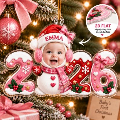 Picture of Personalized Baby First Christmas Ornament, Custom Photo Christmas Ornament, Baby 2026 Keepsake, Newborn Holiday Gift, Family Tree Decor