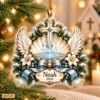 Picture of Personalized Religious Christmas Ornament, Custom Cross Nativity Ornament, Christian Christmas Gift, Angel Wings Keepsake, Faith Tree Decor