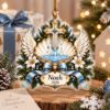 Picture of Personalized Religious Christmas Ornament, Custom Cross Nativity Ornament, Christian Christmas Gift, Angel Wings Keepsake, Faith Tree Decor