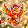 Picture of Personalized Phoenix Christmas Ornament, Custom Name Firebird Ornament, 2D Flat Fantasy Bird Xmas Decor, Phoenix Lover Gift Holiday Keepsake