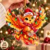 Picture of Personalized Phoenix Christmas Ornament, Custom Name Firebird Ornament, 2D Flat Fantasy Bird Xmas Decor, Phoenix Lover Gift Holiday Keepsake
