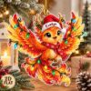 Picture of Personalized Phoenix Christmas Ornament, Custom Name Firebird Ornament, 2D Flat Fantasy Bird Xmas Decor, Phoenix Lover Gift Holiday Keepsake