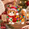 Picture of Personalized Cat Christmas Ornament, Custom Pet Name Ornament, Orange Tabby Cat Gift, 2D Flat Pet Christmas Decor, Cat Lover Keepsake Gift