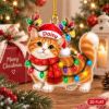 Picture of Personalized Cat Christmas Ornament, Custom Pet Name Ornament, Orange Tabby Cat Gift, 2D Flat Pet Christmas Decor, Cat Lover Keepsake Gift