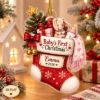 Picture of Personalized Baby First Christmas Ornament 2026, Custom Name Baby Girl Stocking Ornament, Newborn Gift, 2D Flat Christmas Keepsake Ornament