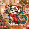 Picture of Personalized Dragon Cat Christmas Ornament, Custom Name Fantasy Creature Ornament, 2D Flat Magical Holiday Gift, Dragon Lover Keepsake 2026