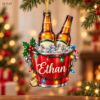 Picture of Personalized Beer Bucket Christmas Ornament, Custom Name Beer Lover Gift, 2D Flat Holiday Bar Decor, Husband Dad Groomsmen Keepsake Gift