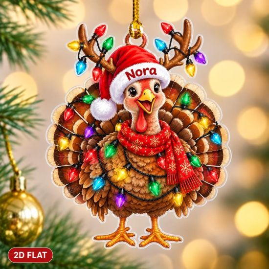 Picture of Personalized Turkey Christmas Ornament, Custom Name Turkey Ornament, Thanksgiving Gift, 2D Flat Farm Animal Christmas Holiday Keepsake 2026