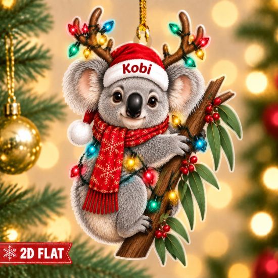 Picture of Personalized Koala Christmas Ornament, Custom Name Koala Ornament, Australian Animal Gift, 2D Flat Holiday Keepsake, Koala Lover Gift 2026