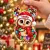 Picture of Personalized Owl Christmas Ornament, Custom Name Owl Ornament, Cute Owl Lover Gift, 2D Flat Woodland Animal Christmas Holiday Keepsake 2026