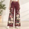 Picture of Personalized Book Lover Wide Leg Pants, Custom Name Floral Reading Pants, Bookish Gift for Her, Botanical High Waist Pants, Reader Gift