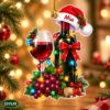 Picture of Personalized Wine Christmas Ornament, Custom Name Wine Lover Gift, 2D Flat Wine Bottle & Glass Ornament, Christmas Holiday Keepsake Gift