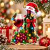 Picture of Personalized Wine Christmas Ornament, Custom Name Wine Lover Gift, 2D Flat Wine Bottle & Glass Ornament, Christmas Holiday Keepsake Gift