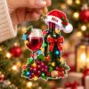 Picture of Personalized Wine Christmas Ornament, Custom Name Wine Lover Gift, 2D Flat Wine Bottle & Glass Ornament, Christmas Holiday Keepsake Gift
