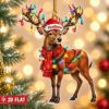Picture of Personalized Reindeer Christmas Ornament, Custom Name Deer Ornament, Deer Lover Gift, Woodland Christmas Decor, 2D Flat Holiday Keepsake
