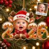 Picture of Personalized Baby Photo Christmas Ornament 2026, Custom Name Reindeer Ornament, Baby First Christmas Gift, 2D Flat Holiday Keepsake Gift