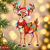 Picture of Personalized Deer Christmas Ornament, Custom Name Fawn Ornament, Reindeer Lover Gift, Woodland Animal Christmas Decor, 2D Flat Keepsake