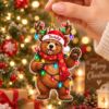 Picture of Personalized Bear Christmas Ornament, Custom Name Teddy Bear Ornament, Bear Lover Gift, Woodland Animal Decor, 2D Flat Holiday Keepsake 2026
