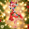 Picture of Personalized Flamingo Christmas Ornament, Custom Name Flamingo Ornament, Flamingo Lover Gift, Tropical Christmas Decor, 2D Flat Keepsake