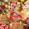 Picture of Personalized Flamingo Christmas Ornament, Custom Name Flamingo Ornament, Flamingo Lover Gift, Tropical Christmas Decor, 2D Flat Keepsake