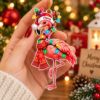 Picture of Personalized Flamingo Christmas Ornament, Custom Name Flamingo Ornament, Flamingo Lover Gift, Tropical Christmas Decor, 2D Flat Keepsake
