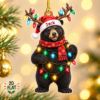 Picture of Personalized Black Bear Christmas Ornament, Custom Name Bear Ornament, Bear Lover Gift, Woodland Christmas Decor, 2D Flat Christmas Keepsake