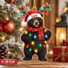 Picture of Personalized Black Bear Christmas Ornament, Custom Name Bear Ornament, Bear Lover Gift, Woodland Christmas Decor, 2D Flat Christmas Keepsake