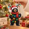Picture of Personalized Black Bear Christmas Ornament, Custom Name Bear Ornament, Bear Lover Gift, Woodland Christmas Decor, 2D Flat Christmas Keepsake