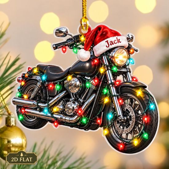 Picture of Personalized Motorcycle Christmas Ornament, Custom Name Biker Ornament, Motorcycle Lover Gift, Rider Christmas Decor, 2D Flat Keepsake 2026