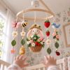 Picture of Bunny Garden Baby Mobile, Felt Crib Mobile with Strawberry Flowers and Butterfly, Handmade Nursery Decor, Baby Girl Room Hanging,Shower Gift
