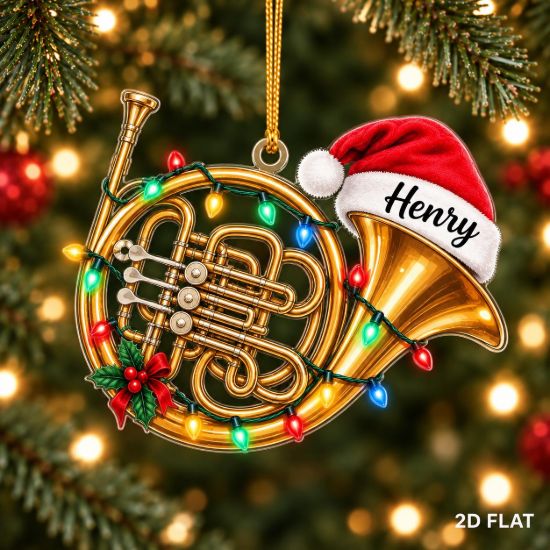 Picture of Personalized French Horn Christmas Ornament, Custom Name Musician Gift, Brass Instrument Ornament, Band Teacher Gift, 2D Flat Keepsake 2026