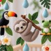 Picture of Jungle Safari Baby Mobile, Felt Crib Mobile with Sloth Monkey Leopard Animals, Tropical Nursery Decor,Handmade Baby Room Hanging,Shower Gift