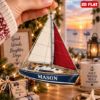 Picture of Personalized Sailboat Ornament, Custom Name Sailing Christmas Ornament, Sailor Gift, Boat Lover Gift, Nautical 2D Flat Christmas Decor 2026
