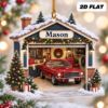 Picture of Personalized Garage Ornament, Custom Name Classic Car Christmas Ornament, Car Lover Gift, Mechanic Gift, 2D Flat Christmas Holiday Decor