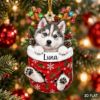 Picture of Personalized Husky Ornament, Custom Dog Name Christmas Ornament, Siberian Husky Puppy Gift, Pet Stocking Keepsake, 2D Flat Christmas Decor