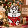 Picture of Personalized Husky Ornament, Custom Dog Name Christmas Ornament, Siberian Husky Puppy Gift, Pet Stocking Keepsake, 2D Flat Christmas Decor