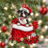 Picture of Personalized Boston Terrier Ornament, Custom Dog Name Christmas Ornament, Boston Terrier Gift, Pet Christmas Keepsake, 2D Flat Xmas Decor