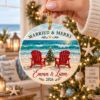 Picture of Personalized Married & Merry Ornament, Custom Couple Names Christmas Ornament, Beach Wedding Gift, Newlywed Wedding Coastal Keepsake 2026